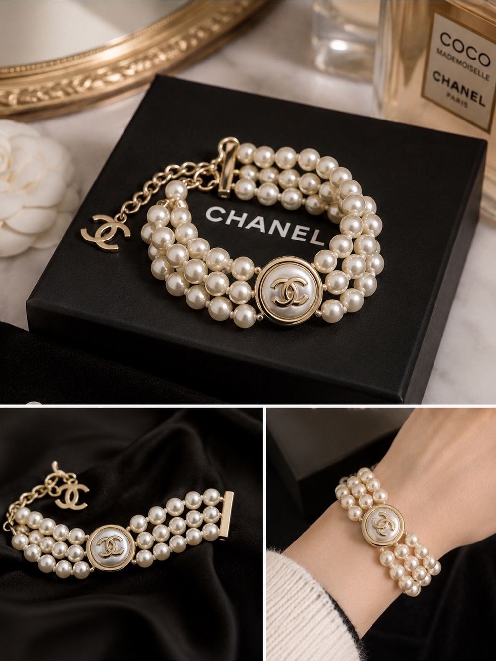 ✨ New Triple-Row Faux Pearl Bracelet ✨
